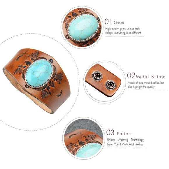 💕Boho Steampunk leather cuff - Picture 5 of 6